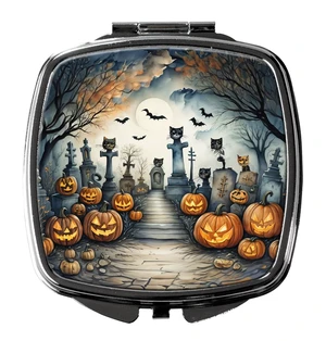 Cat Cemetery Spooky Halloween Compact Mirror Decorative Travel Makeup Mirror for Women Girls Gifts Pocket Makeup Mirror Folding Handheld Cat Cemetery Spooky Halloween Compact Mirror Decorative Travel Makeup Mirror for Women Girls Gifts Pocket Makeup Mirror Folding Handheld