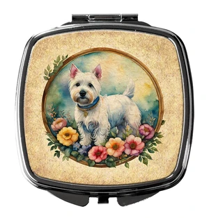 Westie and Flowers Compact Mirror Decorative Travel Makeup Mirror for Women Girls Gifts Pocket Makeup Mirror Folding Handheld Westie and Flowers Compact Mirror Decorative Travel Makeup Mirror for Women Girls Gifts Pocket Makeup Mirror Folding Handheld