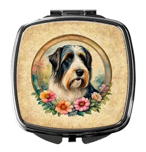Bearded Collie and Flowers Compact Mirror Decorative Travel Makeup Mirror for Women Girls Gifts Pocket Makeup Mirror Folding Handheld Bearded Collie and Flowers Compact Mirror Decorative Travel Makeup Mirror for Women Girls Gifts Pocket Makeup Mirror Folding Handheld