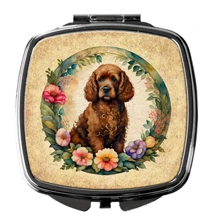 Irish Water Spaniel and Flowers Compact Mirror Decorative Travel Makeup Mirror for Women Girls Gifts Pocket Makeup Mirror Folding Handheld Irish Water Spaniel and Flowers Compact Mirror Decorative Travel Makeup Mirror for Women Girls Gifts Pocket Makeup Mirror Folding Handheld