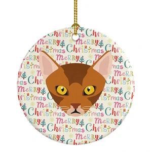 Abyssinian Cat Christmas Ceramic Ornament Christmas Tree Hanging Decorations for Home Christmas Holiday, Party, Gift, 3 in, Multicolor Abyssinian Cat Christmas Ceramic Ornament Christmas Tree Hanging Decorations for Home Christmas Holiday, Party, Gift, 3 in, Multicolor
