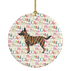 Dutch Shepherd Merry Christmas Ceramic Ornament Christmas Tree Hanging Decorations for Home Christmas Holiday, Party, Gift, 3 in, Multicolor Dutch Shepherd Merry Christmas Ceramic Ornament Christmas Tree Hanging Decorations for Home Christmas Holiday, Party, Gift, 3 in, Multicolor