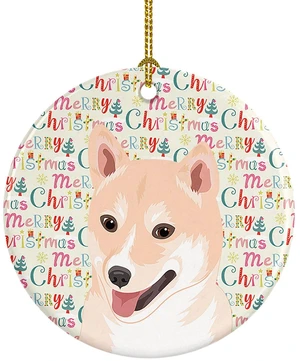 Shiba Inu Cream #2 Christmas Ceramic Ornament Christmas Tree Hanging Decorations for Home Christmas Holiday, Party, Gift, 3 in, Multicolor Shiba Inu Cream #2 Christmas Ceramic Ornament Christmas Tree Hanging Decorations for Home Christmas Holiday, Party, Gift, 3 in, Multicolor