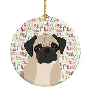 Pug Fawn #3 Christmas Ceramic Ornament Christmas Tree Hanging Decorations for Home Christmas Holiday, Party, Gift, 3 in, Multicolor Pug Fawn #3 Christmas Ceramic Ornament Christmas Tree Hanging Decorations for Home Christmas Holiday, Party, Gift, 3 in, Multicolor