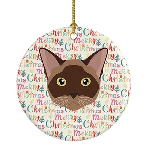 Burmese Cat Christmas Ceramic Ornament Christmas Tree Hanging Decorations for Home Christmas Holiday, Party, Gift, 3 in, Multicolor Burmese Cat Christmas Ceramic Ornament Christmas Tree Hanging Decorations for Home Christmas Holiday, Party, Gift, 3 in, Multicolor