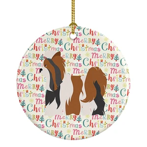 Biewer Terrier Merry Christmas Ceramic Ornament Christmas Tree Hanging Decorations for Home Christmas Holiday, Party, Gift, 3 in, Multicolor Biewer Terrier Merry Christmas Ceramic Ornament Christmas Tree Hanging Decorations for Home Christmas Holiday, Party, Gift, 3 in, Multicolor