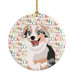 Australian Shepherd Blue Merle Puppy #1 Christmas Ceramic Ornament Christmas Tree Hanging Decorations for Home Christmas Holiday, Party, Gift, 3 in, Multicolor Australian Shepherd Blue Merle Puppy #1 Christmas Ceramic Ornament Christmas Tree Hanging Decorations for Home Christmas Holiday, Party, Gift, 3 in, Multicolor