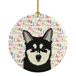 Shiba Inu Husky Mix Christmas Ceramic Ornament Christmas Tree Hanging Decorations for Home Christmas Holiday, Party, Gift, 3 in, Multicolor Shiba Inu Husky Mix Christmas Ceramic Ornament Christmas Tree Hanging Decorations for Home Christmas Holiday, Party, Gift, 3 in, Multicolor