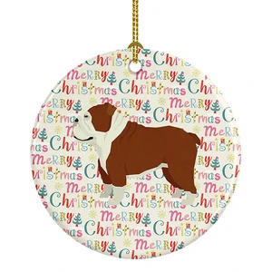 English Bulldog Merry Christmas Ceramic Ornament Christmas Tree Hanging Decorations for Home Christmas Holiday, Party, Gift, 3 in, Multicolor English Bulldog Merry Christmas Ceramic Ornament Christmas Tree Hanging Decorations for Home Christmas Holiday, Party, Gift, 3 in, Multicolor