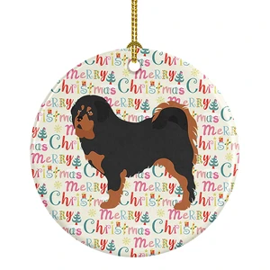 Tibetan Mastiff Merry Christmas Ceramic Ornament Christmas Tree Hanging Decorations for Home Christmas Holiday, Party, Gift, 3 in, Multicolor Tibetan Mastiff Merry Christmas Ceramic Ornament Christmas Tree Hanging Decorations for Home Christmas Holiday, Party, Gift, 3 in, Multicolor