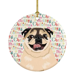 Pug Fawn #5 Christmas Ceramic Ornament Christmas Tree Hanging Decorations for Home Christmas Holiday, Party, Gift, 3 in, Multicolor Pug Fawn #5 Christmas Ceramic Ornament Christmas Tree Hanging Decorations for Home Christmas Holiday, Party, Gift, 3 in, Multicolor