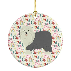Old English Sheepdog Merry Christmas Ceramic Ornament Christmas Tree Hanging Decorations for Home Christmas Holiday, Party, Gift, 3 in, Multicolor Old English Sheepdog Merry Christmas Ceramic Ornament Christmas Tree Hanging Decorations for Home Christmas Holiday, Party, Gift, 3 in, Multicolor