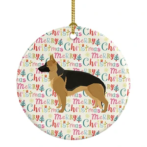 German Shepherd Merry Christmas Ceramic Ornament Christmas Tree Hanging Decorations for Home Christmas Holiday, Party, Gift, 3 in, Multicolor German Shepherd Merry Christmas Ceramic Ornament Christmas Tree Hanging Decorations for Home Christmas Holiday, Party, Gift, 3 in, Multicolor