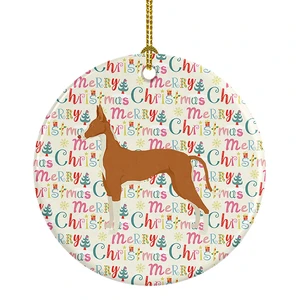 Ibizan Hound Merry Christmas Ceramic Ornament Christmas Tree Hanging Decorations for Home Christmas Holiday, Party, Gift, 3 in, Multicolor Ibizan Hound Merry Christmas Ceramic Ornament Christmas Tree Hanging Decorations for Home Christmas Holiday, Party, Gift, 3 in, Multicolor