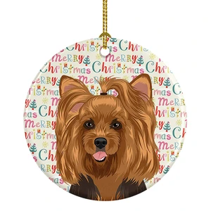 Yorkie Black and Gold #1 Christmas Ceramic Ornament Christmas Tree Hanging Decorations for Home Christmas Holiday, Party, Gift, 3 in, Multicolor Yorkie Black and Gold #1 Christmas Ceramic Ornament Christmas Tree Hanging Decorations for Home Christmas Holiday, Party, Gift, 3 in, Multicolor