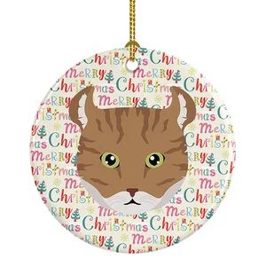 Highlander Lynx Cat Christmas Ceramic Ornament Christmas Tree Hanging Decorations for Home Christmas Holiday, Party, Gift, 3 in, Multicolor Highlander Lynx Cat Christmas Ceramic Ornament Christmas Tree Hanging Decorations for Home Christmas Holiday, Party, Gift, 3 in, Multicolor