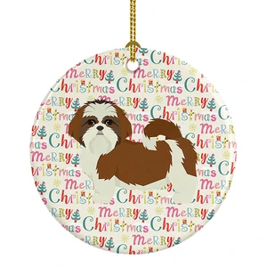 Shih Tzu Merry Christmas Ceramic Ornament Christmas Tree Hanging Decorations for Home Christmas Holiday, Party, Gift, 3 in, Multicolor Shih Tzu Merry Christmas Ceramic Ornament Christmas Tree Hanging Decorations for Home Christmas Holiday, Party, Gift, 3 in, Multicolor
