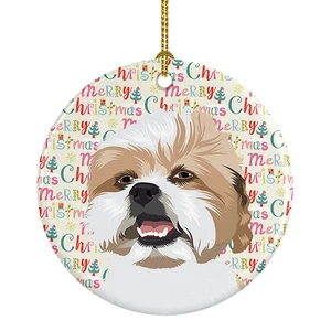 Shih-Tzu Silver Gold and White Christmas Ceramic Ornament Christmas Tree Hanging Decorations for Home Christmas Holiday, Party, Gift, 3 in, Multicolor Shih-Tzu Silver Gold and White Christmas Ceramic Ornament Christmas Tree Hanging Decorations for Home Christmas Holiday, Party, Gift, 3 in, Multicolor