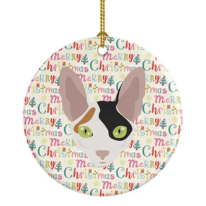 Cornish Rex Cat Christmas Ceramic Ornament Christmas Tree Hanging Decorations for Home Christmas Holiday, Party, Gift, 3 in, Multicolor Cornish Rex Cat Christmas Ceramic Ornament Christmas Tree Hanging Decorations for Home Christmas Holiday, Party, Gift, 3 in, Multicolor
