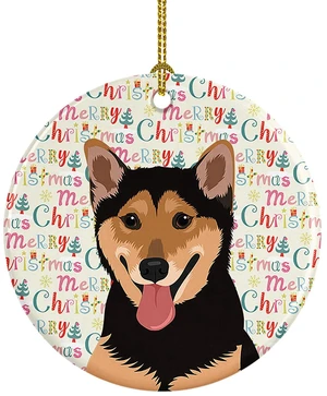 Shiba Inu Black and Tan Christmas Ceramic Ornament Christmas Tree Hanging Decorations for Home Christmas Holiday, Party, Gift, 3 in, Multicolor Shiba Inu Black and Tan Christmas Ceramic Ornament Christmas Tree Hanging Decorations for Home Christmas Holiday, Party, Gift, 3 in, Multicolor