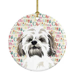 Shih-Tzu Silver Gold and White #1 Christmas Ceramic Ornament Christmas Tree Hanging Decorations for Home Christmas Holiday, Party, Gift, 3 in, Multicolor Shih-Tzu Silver Gold and White #1 Christmas Ceramic Ornament Christmas Tree Hanging Decorations for Home Christmas Holiday, Party, Gift, 3 in, Multicolor