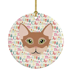 Chausie Cat Christmas Ceramic Ornament Christmas Tree Hanging Decorations for Home Christmas Holiday, Party, Gift, 3 in, Multicolor Chausie Cat Christmas Ceramic Ornament Christmas Tree Hanging Decorations for Home Christmas Holiday, Party, Gift, 3 in, Multicolor