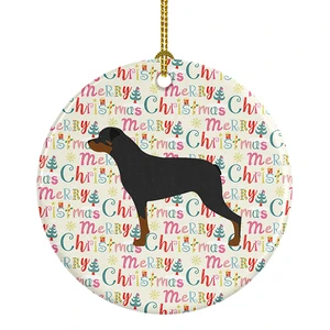 Rottweiler Merry Christmas Ceramic Ornament Christmas Tree Hanging Decorations for Home Christmas Holiday, Party, Gift, 3 in, Multicolor Rottweiler Merry Christmas Ceramic Ornament Christmas Tree Hanging Decorations for Home Christmas Holiday, Party, Gift, 3 in, Multicolor
