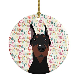 Doberman Pinscher Black Cropped Ears Christmas Ceramic Ornament Christmas Tree Hanging Decorations for Home Christmas Holiday, Party, Gift, 3 in, Multicolor Doberman Pinscher Black Cropped Ears Christmas Ceramic Ornament Christmas Tree Hanging Decorations for Home Christmas Holiday, Party, Gift, 3 in, Multicolor