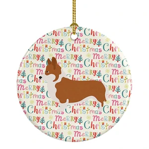Pembroke Welsh Corgi Merry Christmas Ceramic Ornament Christmas Tree Hanging Decorations for Home Christmas Holiday, Party, Gift, 3 in, Multicolor Pembroke Welsh Corgi Merry Christmas Ceramic Ornament Christmas Tree Hanging Decorations for Home Christmas Holiday, Party, Gift, 3 in, Multicolor