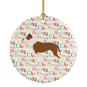 Pit Bull Terrier Merry Christmas Ceramic Ornament Christmas Tree Hanging Decorations for Home Christmas Holiday, Party, Gift, 3 in, Multicolor Pit Bull Terrier Merry Christmas Ceramic Ornament Christmas Tree Hanging Decorations for Home Christmas Holiday, Party, Gift, 3 in, Multicolor
