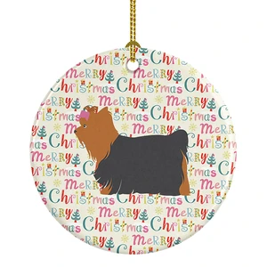 Yorkshire Terrier Yorkie Merry Christmas Ceramic Ornament Christmas Tree Hanging Decorations for Home Christmas Holiday, Party, Gift, 3 in, Multicolor Yorkshire Terrier Yorkie Merry Christmas Ceramic Ornament Christmas Tree Hanging Decorations for Home Christmas Holiday, Party, Gift, 3 in, Multicolor