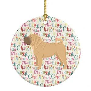 Shar Pei Merry Christmas Ceramic Ornament Christmas Tree Hanging Decorations for Home Christmas Holiday, Party, Gift, 3 in, Multicolor Shar Pei Merry Christmas Ceramic Ornament Christmas Tree Hanging Decorations for Home Christmas Holiday, Party, Gift, 3 in, Multicolor