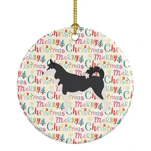 Siberian Husky Merry Christmas Ceramic Ornament Christmas Tree Hanging Decorations for Home Christmas Holiday, Party, Gift, 3 in, Multicolor Siberian Husky Merry Christmas Ceramic Ornament Christmas Tree Hanging Decorations for Home Christmas Holiday, Party, Gift, 3 in, Multicolor