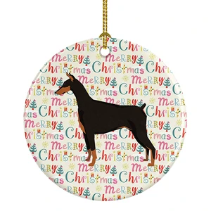 Doberman Pinscher Merry Christmas Ceramic Ornament Christmas Tree Hanging Decorations for Home Christmas Holiday, Party, Gift, 3 in, Multicolor Doberman Pinscher Merry Christmas Ceramic Ornament Christmas Tree Hanging Decorations for Home Christmas Holiday, Party, Gift, 3 in, Multicolor