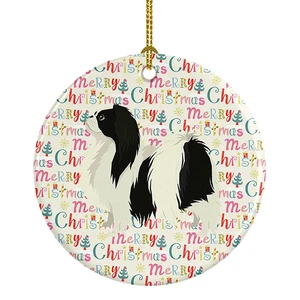 Japanese Chin Merry Christmas Ceramic Ornament Christmas Tree Hanging Decorations for Home Christmas Holiday, Party, Gift, 3 in, Multicolor Japanese Chin Merry Christmas Ceramic Ornament Christmas Tree Hanging Decorations for Home Christmas Holiday, Party, Gift, 3 in, Multicolor