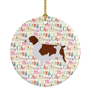 Welsh Springer Spaniel Merry Christmas Ceramic Ornament Christmas Tree Hanging Decorations for Home Christmas Holiday, Party, Gift, 3 in, Multicolor Welsh Springer Spaniel Merry Christmas Ceramic Ornament Christmas Tree Hanging Decorations for Home Christmas Holiday, Party, Gift, 3 in, Multicolor