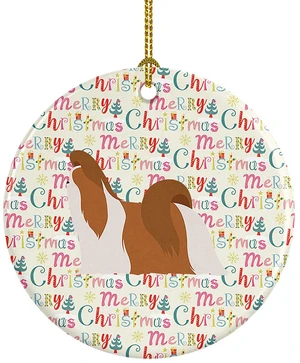 Shih Tzu Merry Christmas Ceramic Ornament Christmas Tree Hanging Decorations for Home Christmas Holiday, Party, Gift, 3 in, Multicolor Shih Tzu Merry Christmas Ceramic Ornament Christmas Tree Hanging Decorations for Home Christmas Holiday, Party, Gift, 3 in, Multicolor