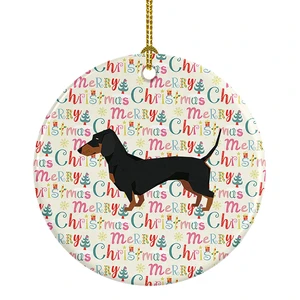 Dachshund Merry Christmas Ceramic Ornament Christmas Tree Hanging Decorations for Home Christmas Holiday, Party, Gift, 3 in, Multicolor Dachshund Merry Christmas Ceramic Ornament Christmas Tree Hanging Decorations for Home Christmas Holiday, Party, Gift, 3 in, Multicolor