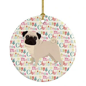 Pug Merry Christmas Ceramic Ornament Christmas Tree Hanging Decorations for Home Christmas Holiday, Party, Gift, 3 in, Multicolor Pug Merry Christmas Ceramic Ornament Christmas Tree Hanging Decorations for Home Christmas Holiday, Party, Gift, 3 in, Multicolor