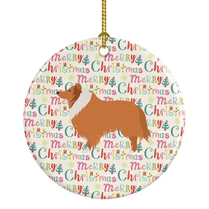 Collie Dog Merry Christmas Ceramic Ornament Christmas Tree Hanging Decorations for Home Christmas Holiday, Party, Gift, 3 in, Multicolor Collie Dog Merry Christmas Ceramic Ornament Christmas Tree Hanging Decorations for Home Christmas Holiday, Party, Gift, 3 in, Multicolor