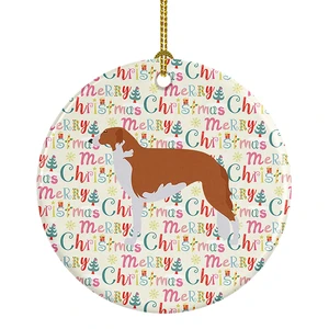 Borzoi Russian Greyhound Merry Christmas Ceramic Ornament Christmas Tree Hanging Decorations for Home Christmas Holiday, Party, Gift, 3 in, Multicolor Borzoi Russian Greyhound Merry Christmas Ceramic Ornament Christmas Tree Hanging Decorations for Home Christmas Holiday, Party, Gift, 3 in, Multicolor