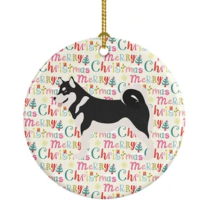Alaskan Malamute Merry Christmas Ceramic Ornament Christmas Tree Hanging Decorations for Home Christmas Holiday, Party, Gift, 3 in, Multicolor Alaskan Malamute Merry Christmas Ceramic Ornament Christmas Tree Hanging Decorations for Home Christmas Holiday, Party, Gift, 3 in, Multicolor