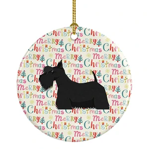 Scottish Terrier Merry Christmas Ceramic Ornament Christmas Tree Hanging Decorations for Home Christmas Holiday, Party, Gift, 3 in, Multicolor Scottish Terrier Merry Christmas Ceramic Ornament Christmas Tree Hanging Decorations for Home Christmas Holiday, Party, Gift, 3 in, Multicolor