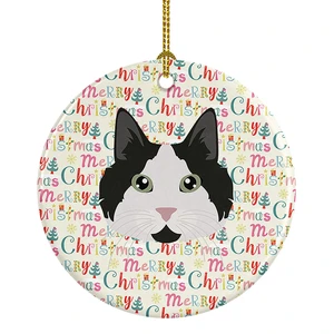 Cymric Cat Christmas Ceramic Ornament Christmas Tree Hanging Decorations for Home Christmas Holiday, Party, Gift, 3 in, Multicolor Cymric Cat Christmas Ceramic Ornament Christmas Tree Hanging Decorations for Home Christmas Holiday, Party, Gift, 3 in, Multicolor