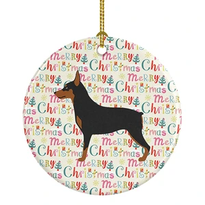Miniature Pinscher Merry Christmas Ceramic Ornament Christmas Tree Hanging Decorations for Home Christmas Holiday, Party, Gift, 3 in, Multicolor Miniature Pinscher Merry Christmas Ceramic Ornament Christmas Tree Hanging Decorations for Home Christmas Holiday, Party, Gift, 3 in, Multicolor