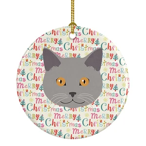 Chartreux Cat Christmas Ceramic Ornament Christmas Tree Hanging Decorations for Home Christmas Holiday, Party, Gift, 3 in, Multicolor Chartreux Cat Christmas Ceramic Ornament Christmas Tree Hanging Decorations for Home Christmas Holiday, Party, Gift, 3 in, Multicolor