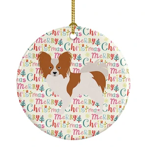 Papillon Merry Christmas Ceramic Ornament Christmas Tree Hanging Decorations for Home Christmas Holiday, Party, Gift, 3 in, Multicolor Papillon Merry Christmas Ceramic Ornament Christmas Tree Hanging Decorations for Home Christmas Holiday, Party, Gift, 3 in, Multicolor