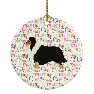Collie Merry Christmas Ceramic Ornament Christmas Tree Hanging Decorations for Home Christmas Holiday, Party, Gift, 3 in, Multicolor Collie Merry Christmas Ceramic Ornament Christmas Tree Hanging Decorations for Home Christmas Holiday, Party, Gift, 3 in, Multicolor