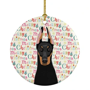 Doberman Pinscher Black and Rust Cropped Ears Christmas Ceramic Ornament Christmas Tree Hanging Decorations for Home Christmas Holiday, Party, Gift, 3 in, Multicolor Doberman Pinscher Black and Rust Cropped Ears Christmas Ceramic Ornament Christmas Tree Hanging Decorations for Home Christmas Holiday, Party, Gift, 3 in, Multicolor