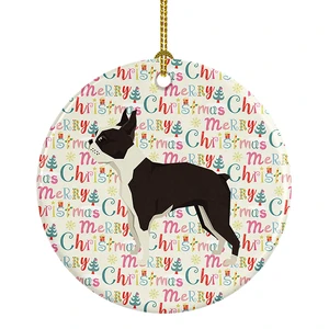 Boston Terrier Merry Christmas Ceramic Ornament Christmas Tree Hanging Decorations for Home Christmas Holiday, Party, Gift, 3 in, Multicolor Boston Terrier Merry Christmas Ceramic Ornament Christmas Tree Hanging Decorations for Home Christmas Holiday, Party, Gift, 3 in, Multicolor